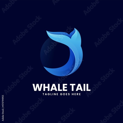 Vector Logo Illustration Whale Tail Gradient Colorful Style.