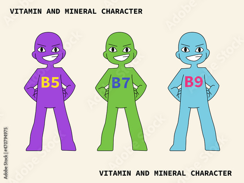 vitamin and mineral character illustration flat design