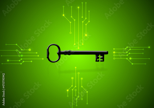 Ransomware encrypt key for crypto virus on a green background