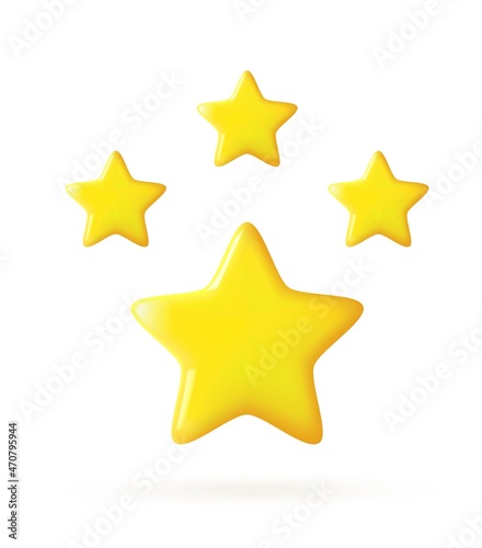 3D Rating stars icon for review product.