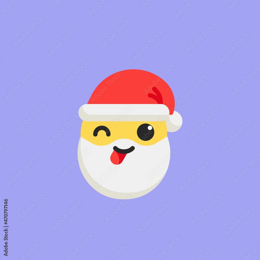 Santa Winking Face with Tongue flat icon