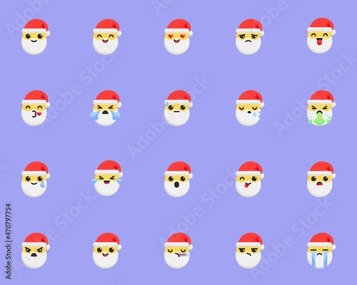 Santa Claus emoticon flat icons set
