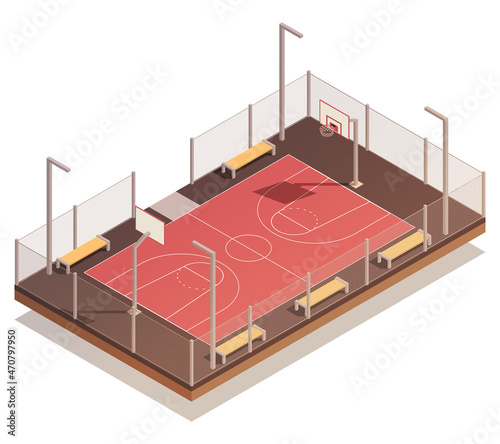 Street Basketball Court Composition
