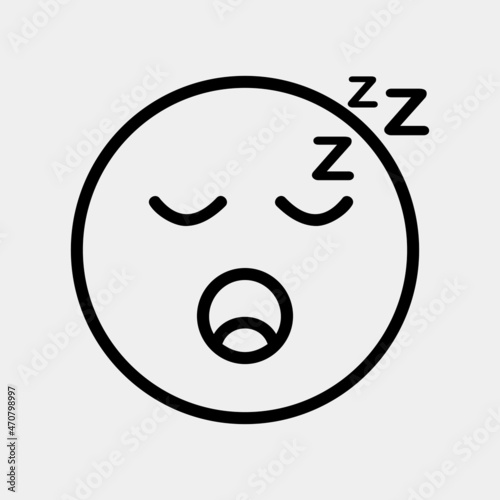 Sleep emoji icon vector illustration in line style, use for website mobile app presentation