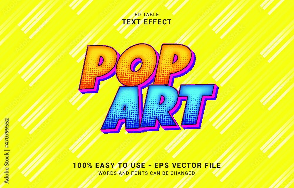 editable text effect, Pop Art style