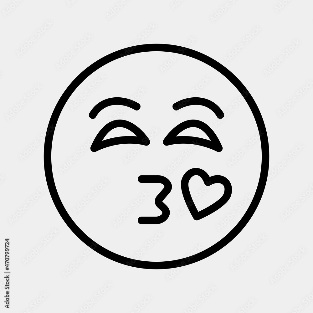 Kiss emoji icon vector illustration in line style, use for website mobile app presentation Kiss emoji icon vector illustration in line style, use for website mobile app presentation