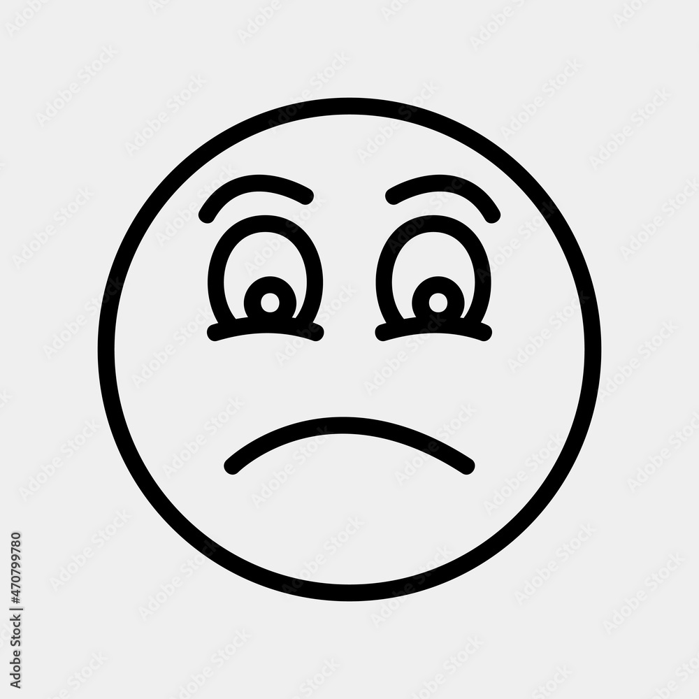 Sad emoji icon vector illustration in line style, use for website mobile app presentation Sad emoji icon vector illustration in line style, use for website mobile app presentation