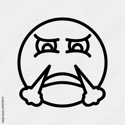 Angry emoji icon vector illustration in line style, use for website mobile app presentation