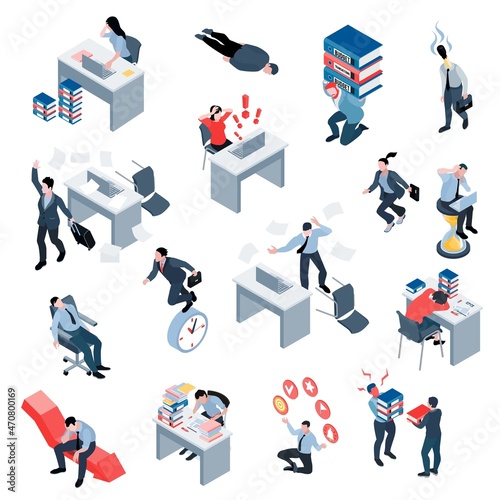 Isometric Business Burnout Set
