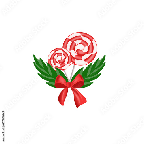 lollipop and bow and green fir branches