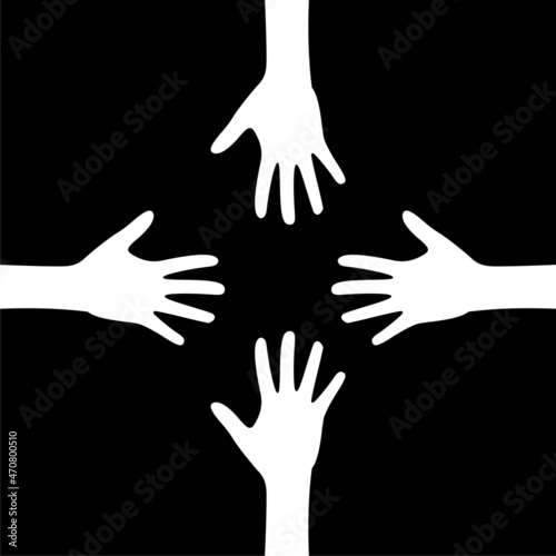 Hands of teamwork icon isolated on dark background