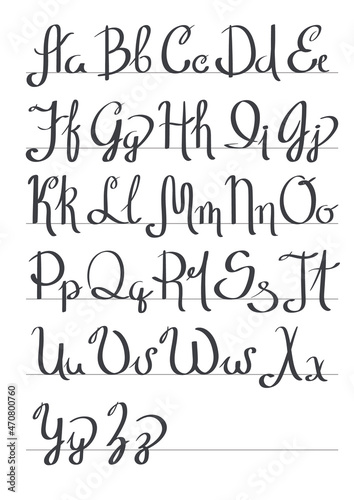 Alphabet writing cute font - Vector Hand drawn typography