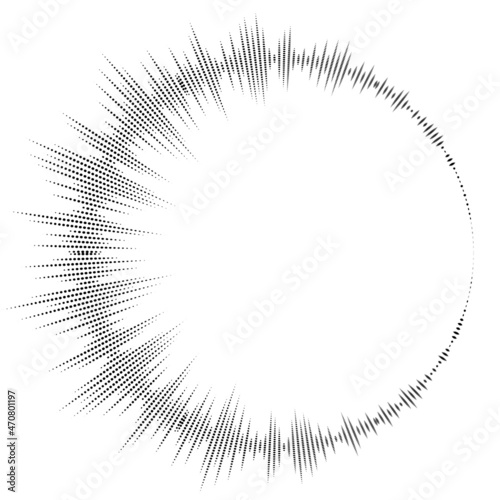 Bursting rays. Sunburst frame. Abstract equalizer element with dotted lines for design. Vector illustration.