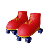 3d red blue roller skates front view