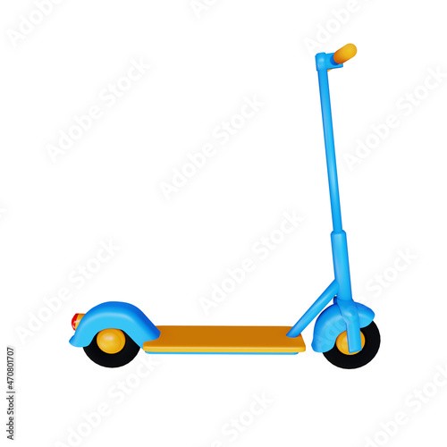 3d electric scooter blue  yellow side view
