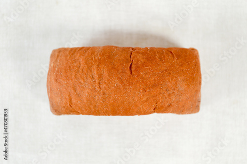Choco bread loaf on a white background. Chocolate flavor