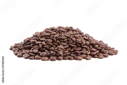 Roasted coffee beans isolated on white