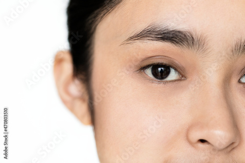 Closeup of Young Asian girl portrait isolated focused on eyes