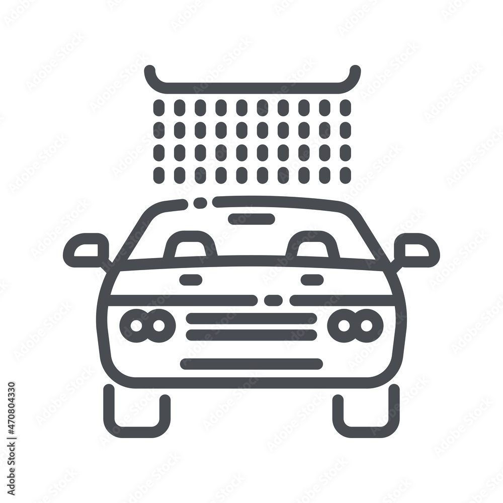 Vector line icon of a car wash front view isolated Vector line icon of a car wash front view isolated