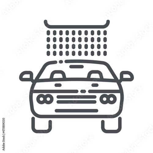 Vector line icon of a car wash front view isolated