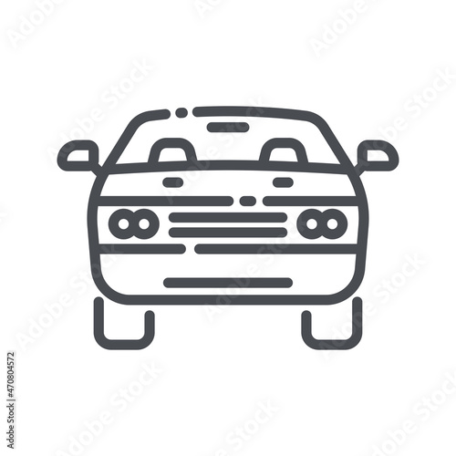 Vector line icon of a car front view isolated