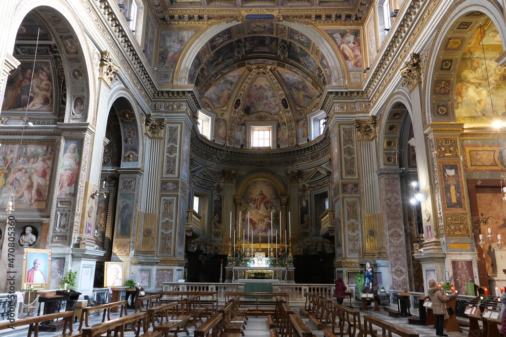 ROME NOVEMBER 15 2021 THE CENTRAL NAVE OF THE CHURCH OF SAN MARCELLO AL CORSO
