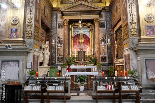 ROME NOVEMBER 15 2021 THE CHAPEL OF THE CRUCIFIX INSIDE THE CHURCH OF SAN MARCELLO AL CORSO