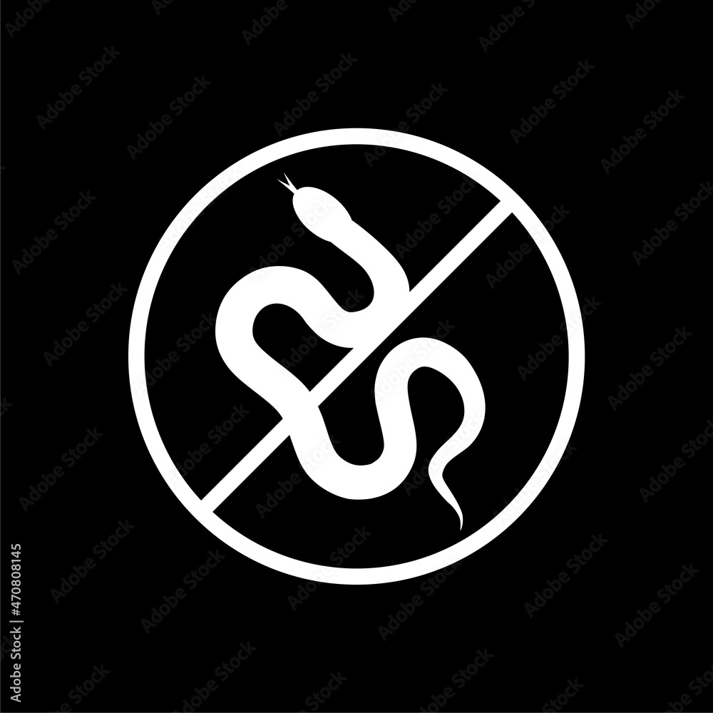 Warning sign no snakes icon isolated on dark background Warning sign no snakes icon isolated on dark background