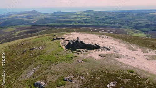 Drone video: Rotation around Djouce mountain summit in Wiclow, Ireland