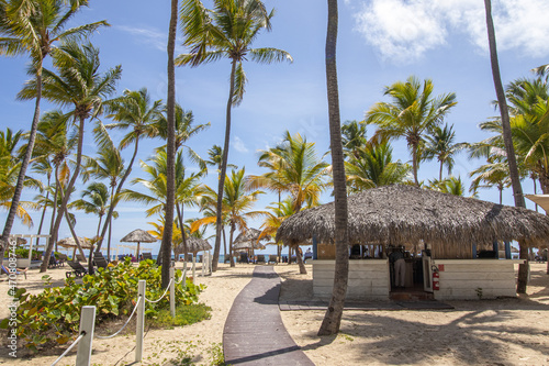 Strandbar am Palmenstrand in der Karibik in Punta Cana in der Dominikanischen Republik  photo