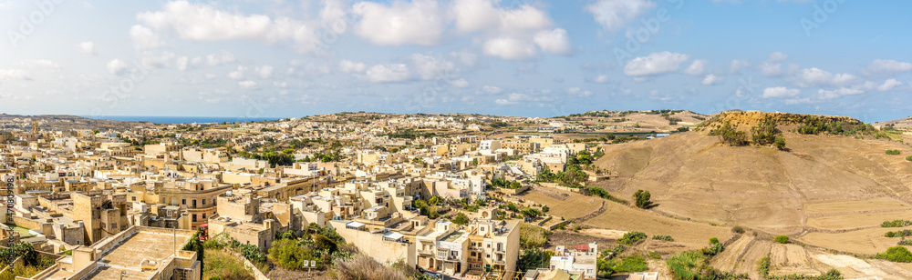 Panoramic view at the Victoria town from Cittadella - Gozo,Malta