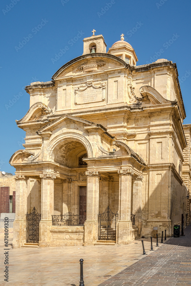 View at the Church of Santa Caterina in the streets of Valetta - Malta