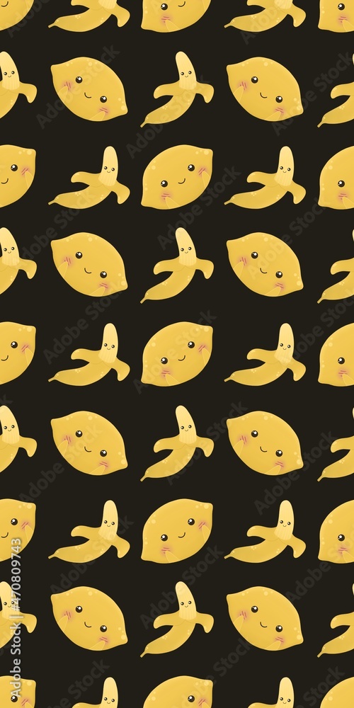 cute banana and lemon pattern