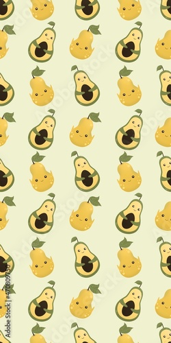 cute pattern with avocado and pear 