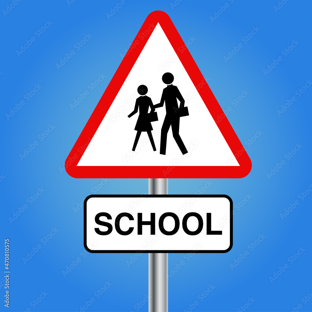 School sign board. Public or student pedestrian walk sign. Isolated vector illustration. School sign board. Public or student pedestrian walk sign. Isolated vector illustration.