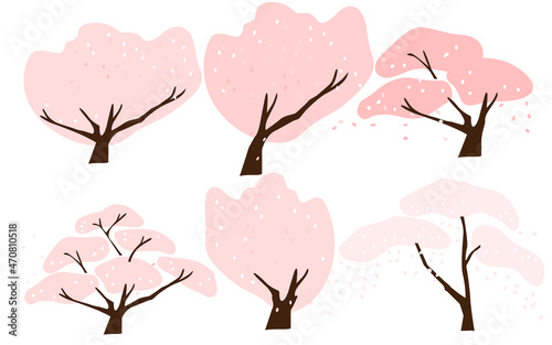 Vector illustration of different kinds of cherry trees.