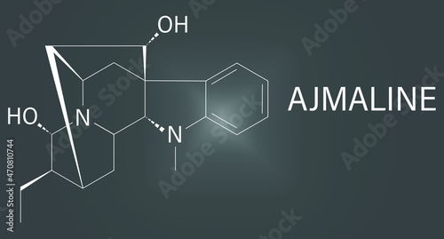 Ajmaline antiarrhytmic agent molecule. Skeletal formula.	 photo