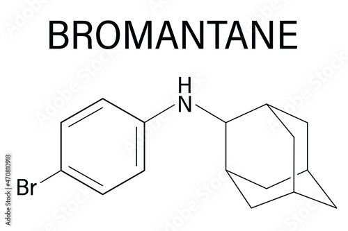 Bromantane asthenia drug molecule. Also used in sports doping. Skeletal formula.