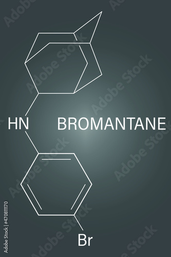 Bromantane asthenia drug molecule. Also used in sports doping. Skeletal formula. photo