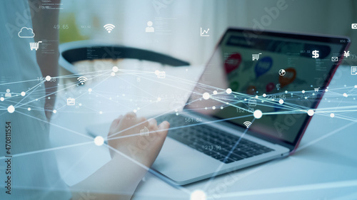 Communication network concept. Digital transformation.