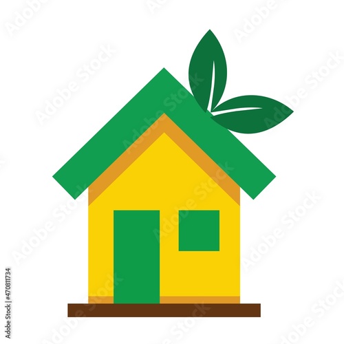 house leaves icon green house logo vector design