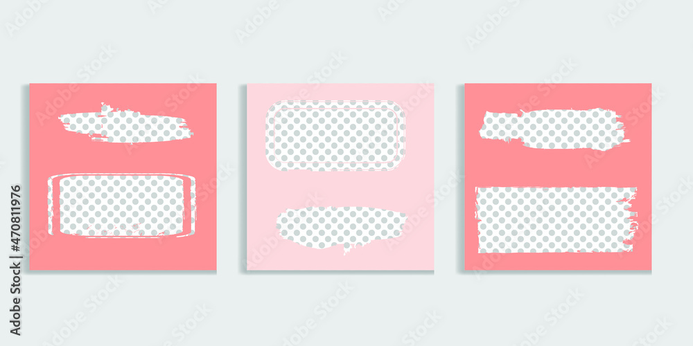 Social media square covers with grunge design  . Contemporary style . Post frame stories templates. Layout for promotion .Media banner .Vector