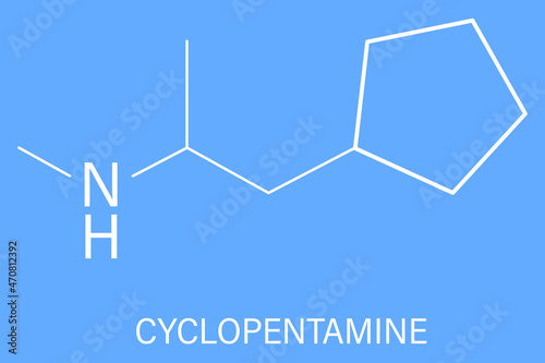 Cyclopentamine nasal decongestant drug molecule (largely discontinued). Skeletal formula.
