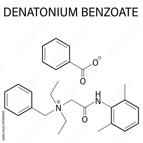 Denatonium benzoate bittering agent. Skeletal formula.	 photo