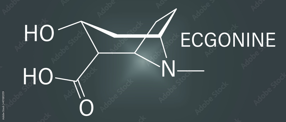 Ecgonine coca alkaloid molecule. Metabolite of cocaine. Skeletal formula.	
