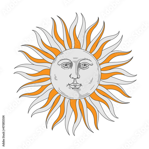 Boho sun icon, bohemian style design © natova