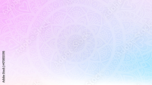 Dreamy gradient wallpaper with mandala pattern. Vector background for yoga, meditation poster.