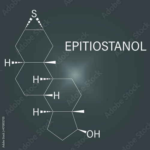 Epitiostanol (epithioandrostanol) cancer drug molecule. Skeletal formula.	
