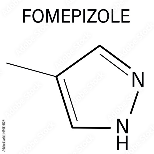 Fomepizole molecule. Antidote used to treat methanol and ethylene glycol poisoning. Skeletal formula. photo
