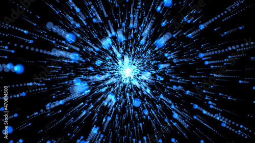 bright blue star on a black background. blue rays  background photo